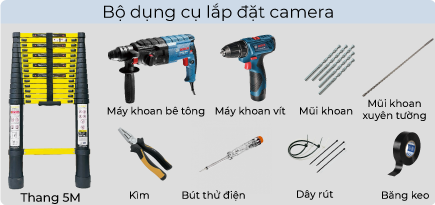 dụng cụ lắp đặt camera