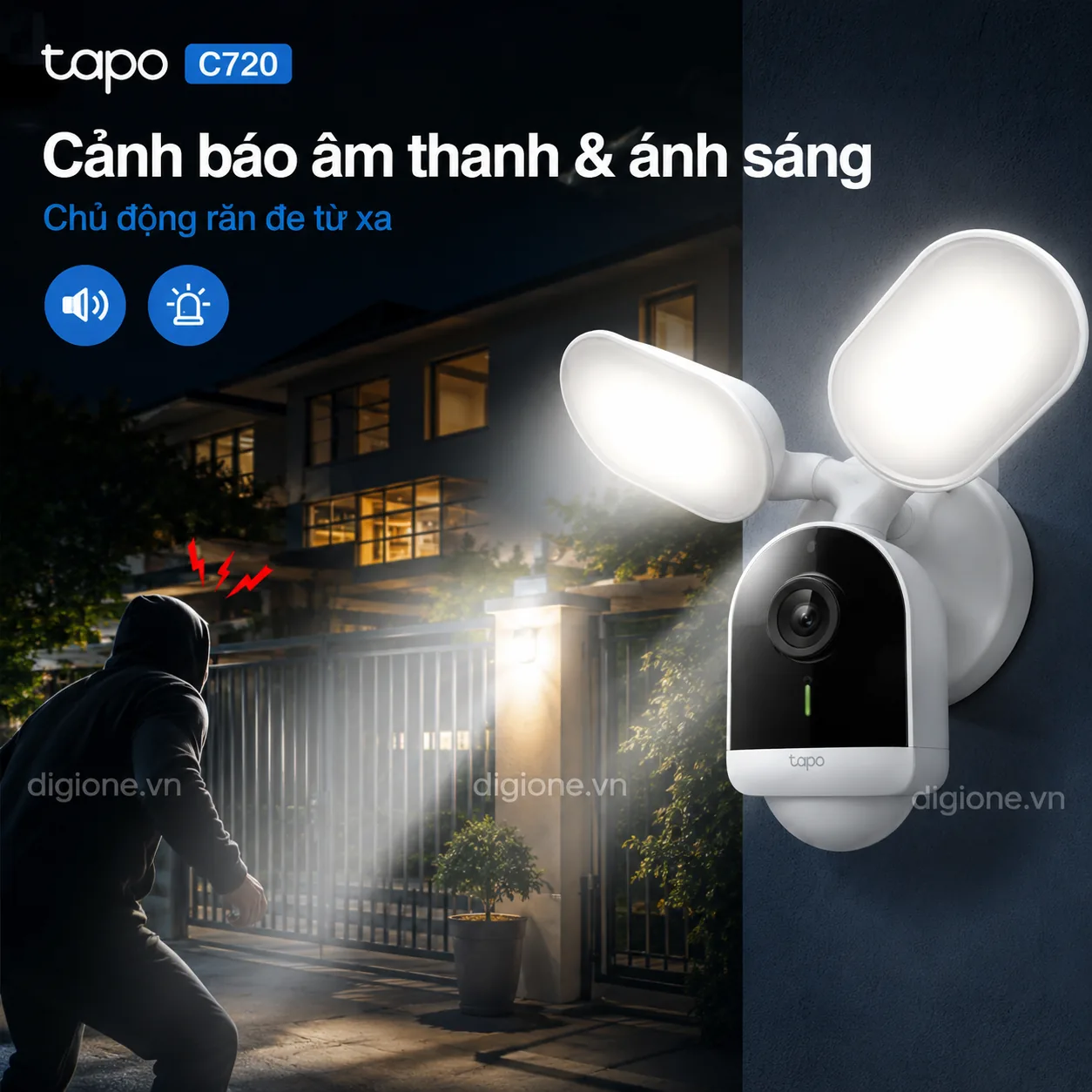 Camera TP-LINK TAPO C720 Floodlight 2K 2800 Lumen Ngoài Trời