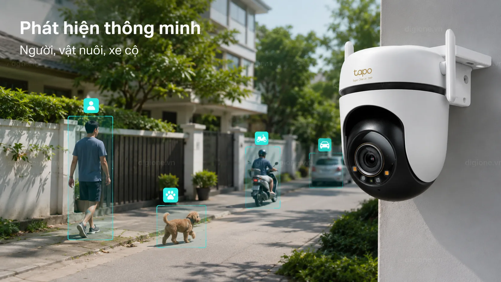 TAPO C530WS AI ph&aacute;t hiện th&ocirc;ng minh người v&agrave; xe