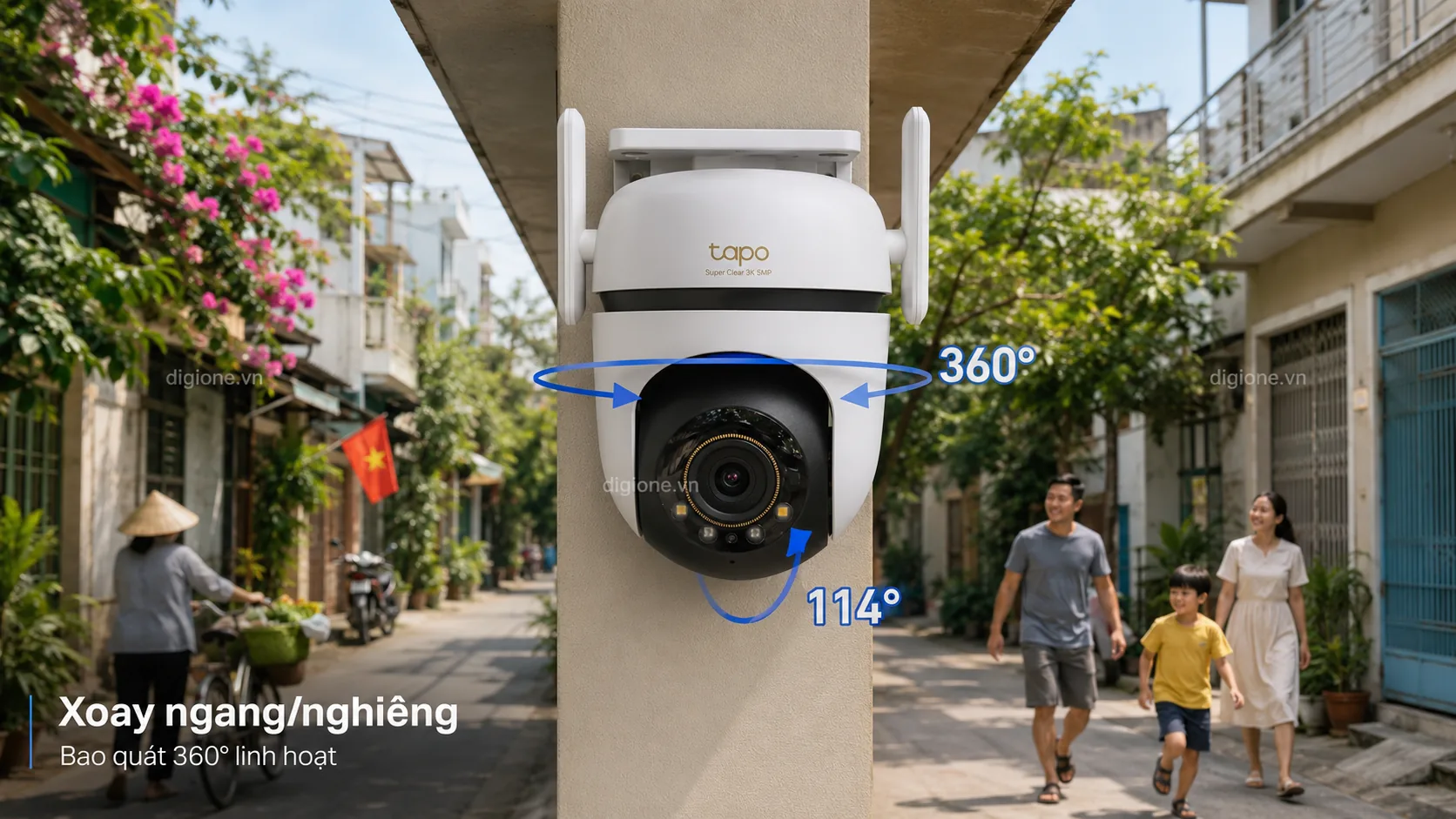 TAPO C530WS Xoay ngang nghi&ecirc;ng 360 độ linh hoạt