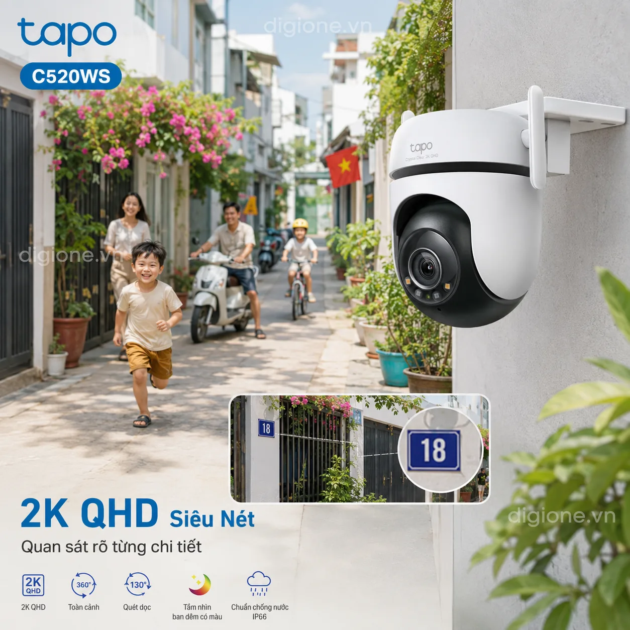 Camera TP-LINK TAPO C520WS 2K QHD Xoay 360° Ngoài Trời IP66