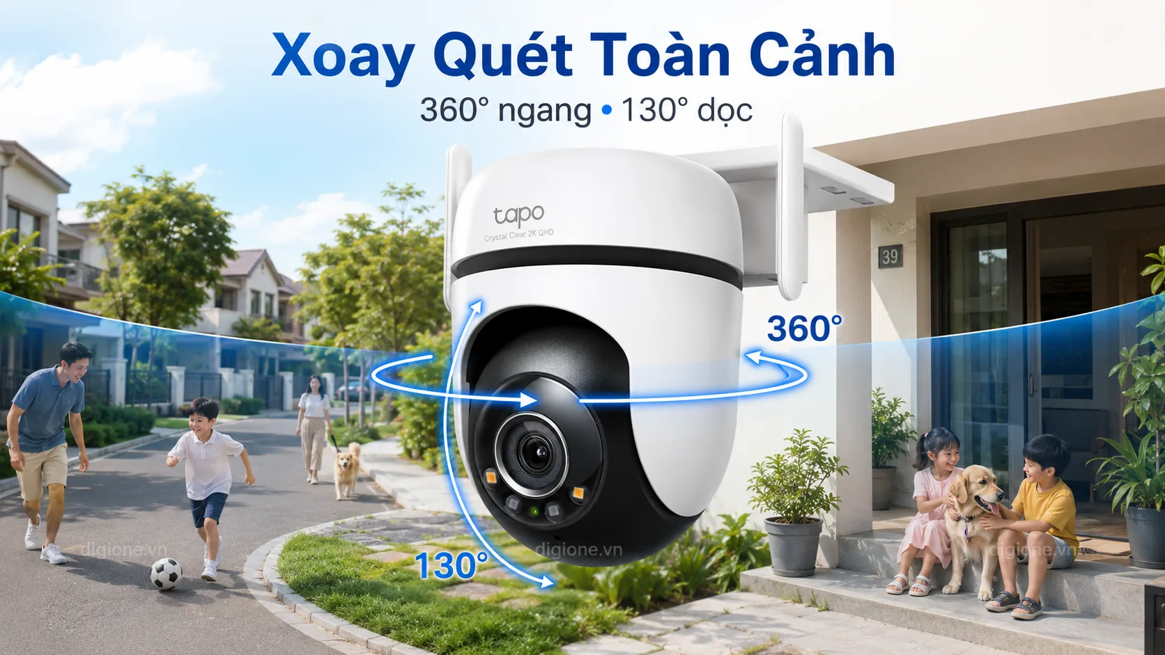 TAPO C520WS Khả năng xoay qu&eacute;t quan s&aacute;t to&agrave;n cảnh