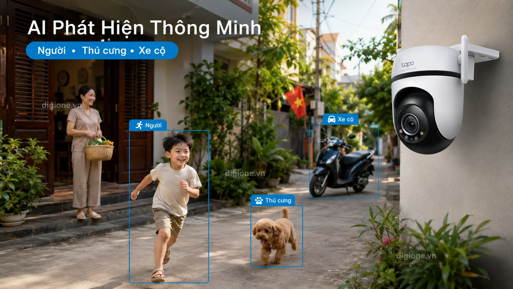 TAPO C520WS C&ocirc;ng nghệ AI ph&aacute;t hiện chuyển động th&ocirc;ng minh