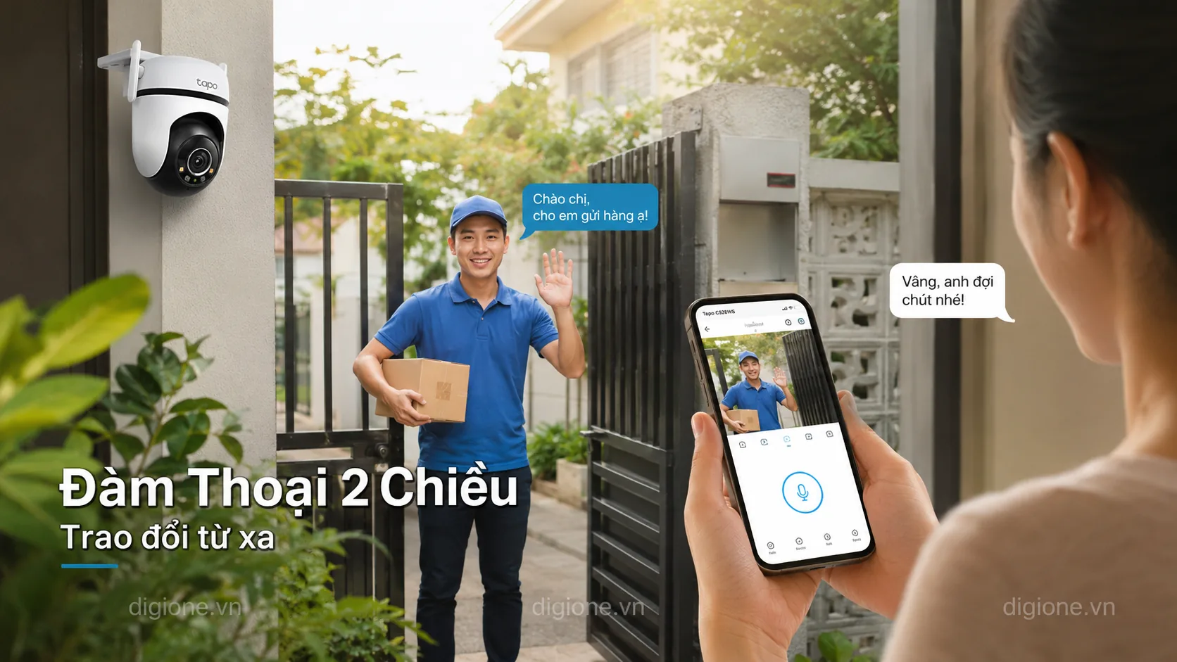 TAPO C520WS Hỗ trợ đàm thoại 2 chiều tiện lợi
