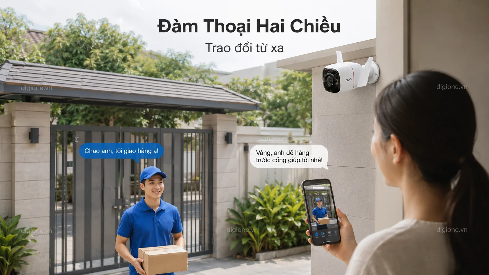 TAPO C320WS Hỗ trợ đ&agrave;m thoại hai chiều tiện lợi