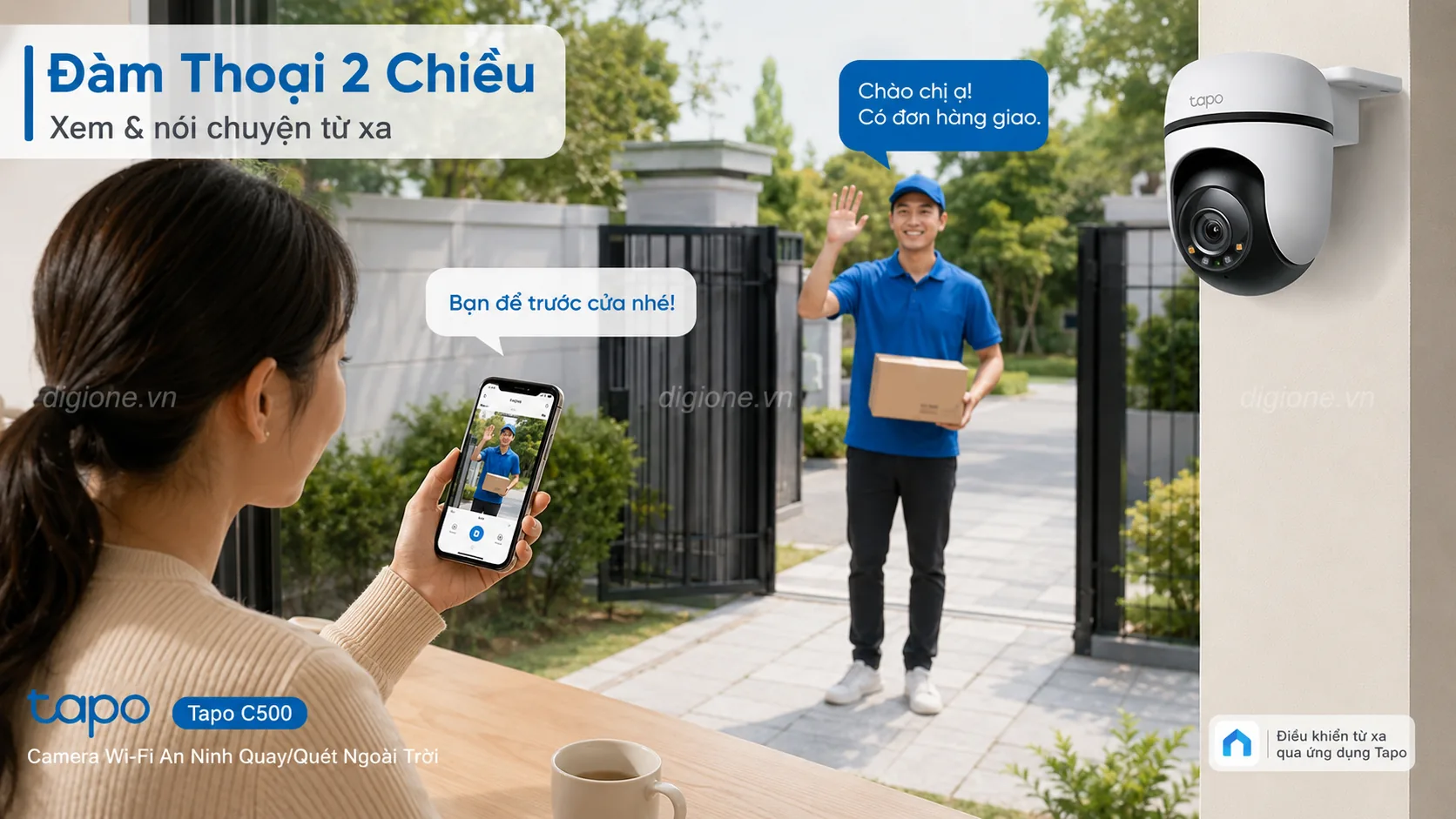 TAPO C500 Hỗ trợ đ&agrave;m thoại 2 chiều to r&otilde;