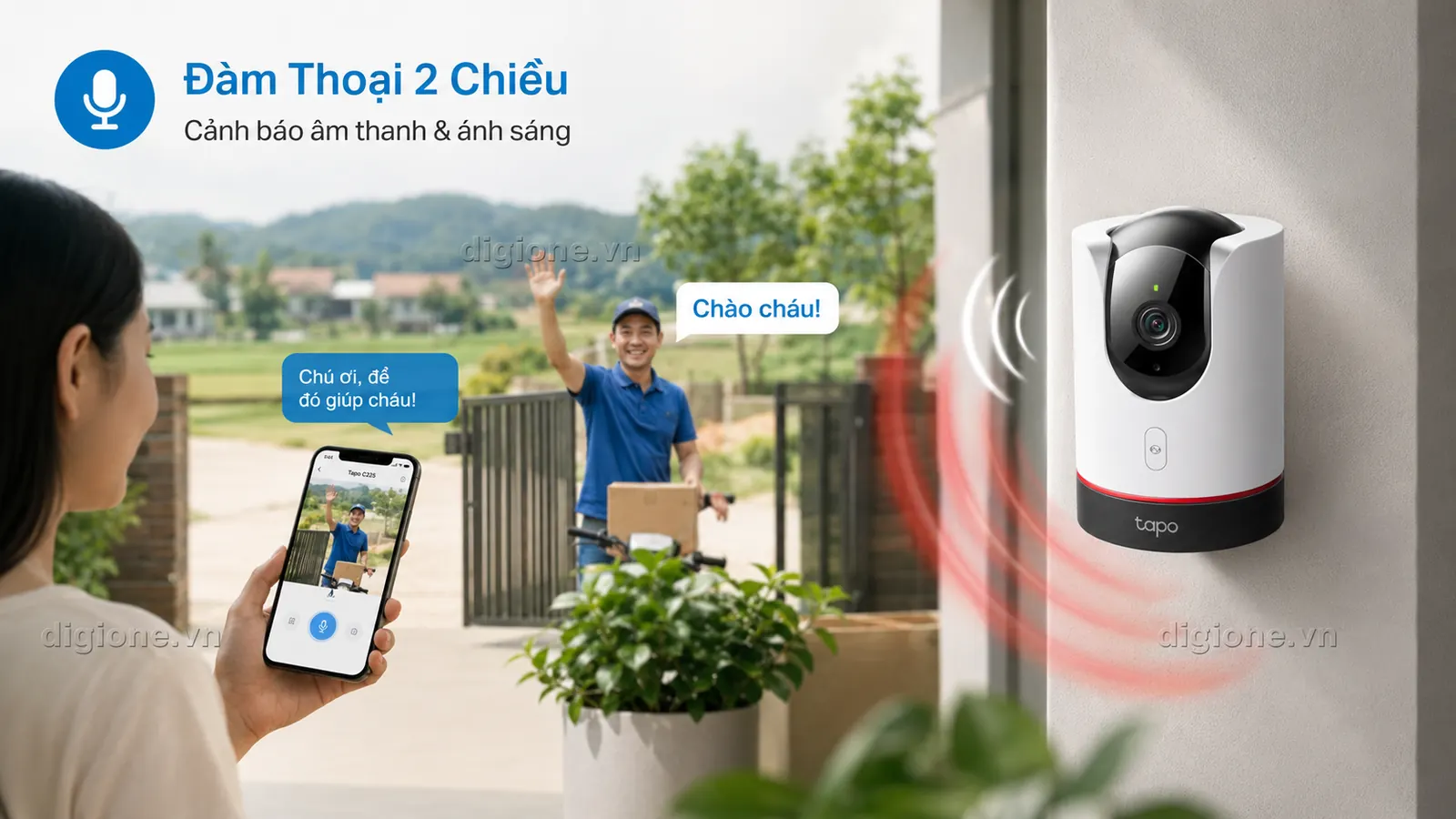TAPO C225 Đ&agrave;m thoại 2 chiều v&agrave; cảnh b&aacute;o &acirc;m thanh