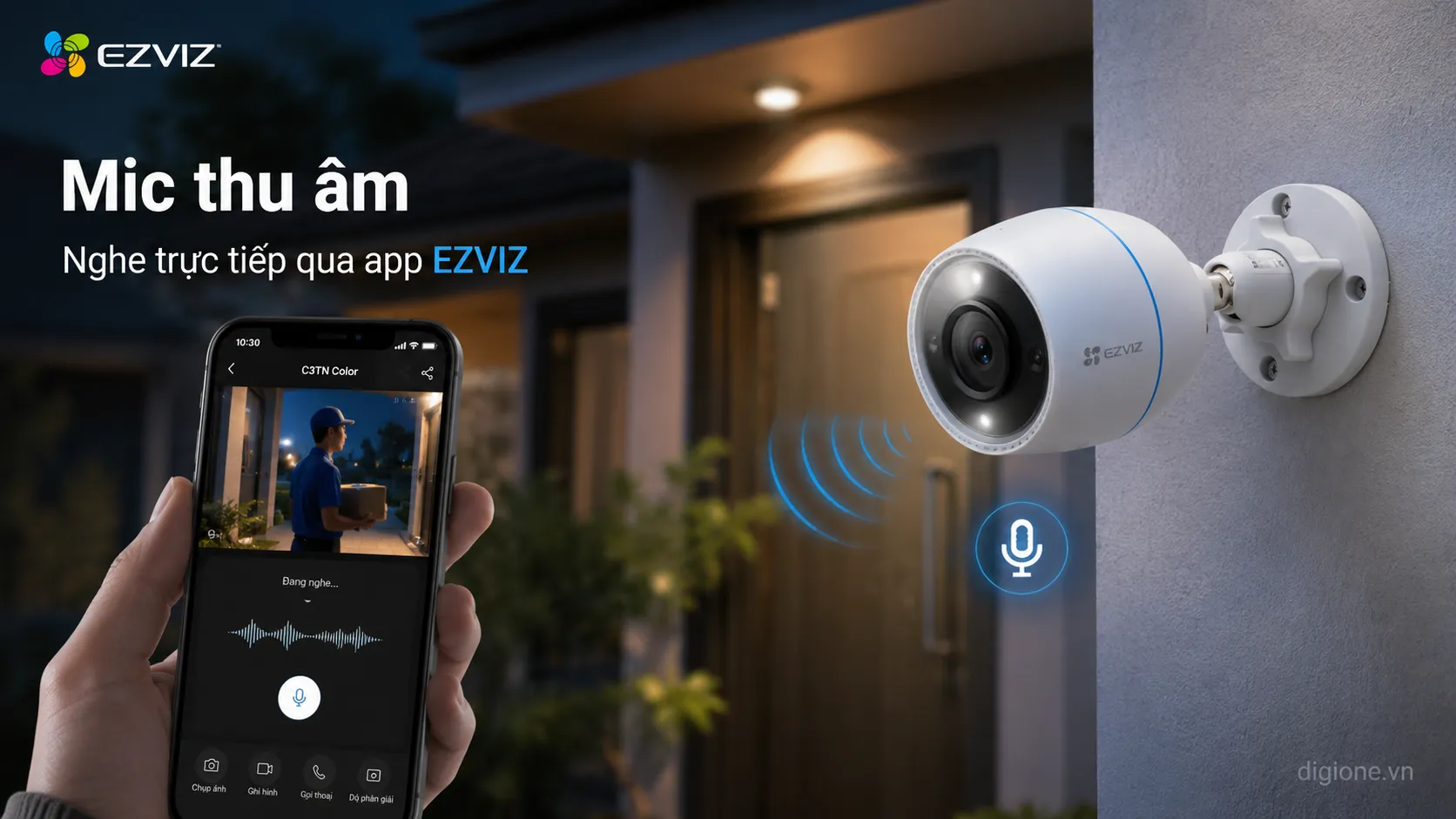 EZVIZ C3TN Color 2 đ&egrave;n LED chiếu s&aacute;ng tự động bật khi ph&aacute;t hiện người