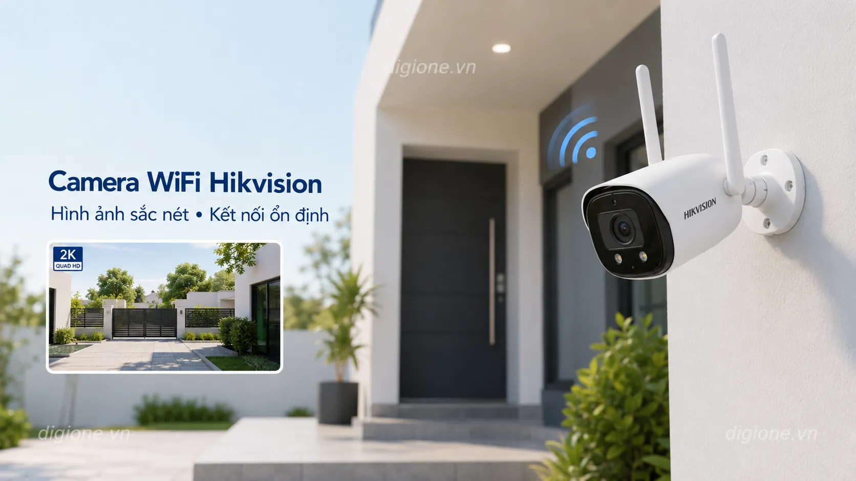 camera wifi Hikvision ngo&agrave;i trời ColorVu chống nước IP67 cho cổng mặt tiền