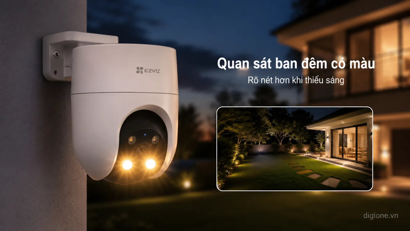 Ezviz H8c Pro 2K AI nhận diện người xe đ&egrave;n ban đ&ecirc;m c&oacute; m&agrave;u