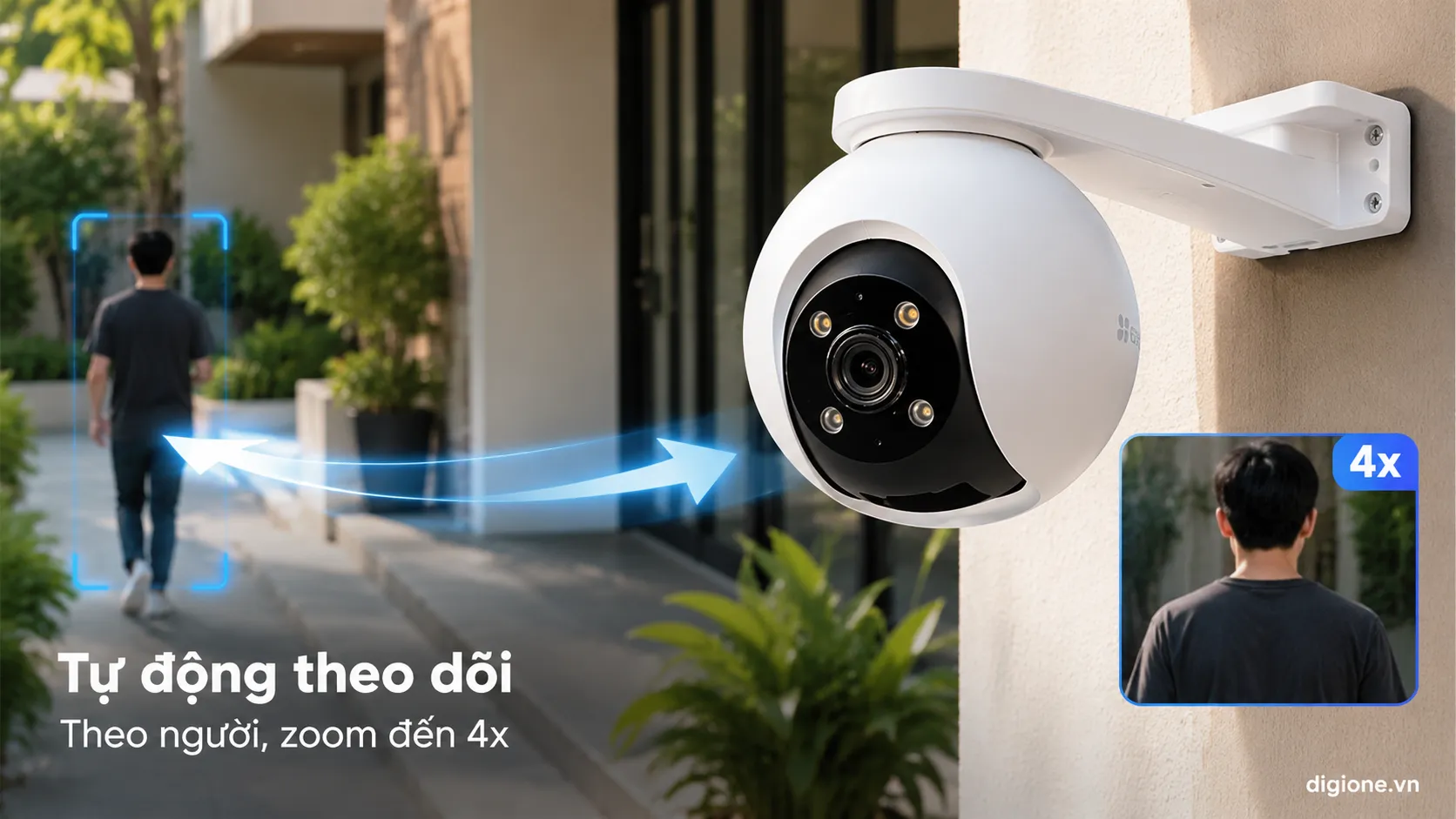 EZVIZ H8 Pro 2K AI nhận diện người xe đ&egrave;n ban đ&ecirc;m c&oacute; m&agrave;u spotlight