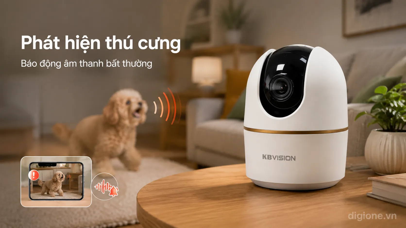 KBVision A5W WiFi 6 802.11ax tốc độ cao chống nhiễu thiết kế dome robot trắng