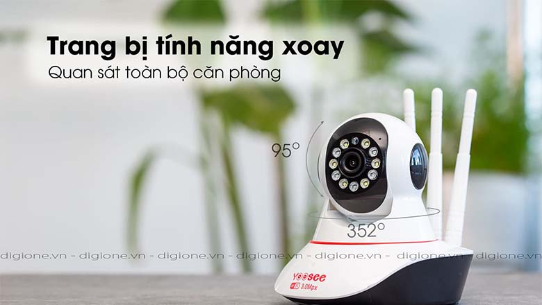Yoosee 3 râu có góc nhìn rộng, phát hiện chuyển động.