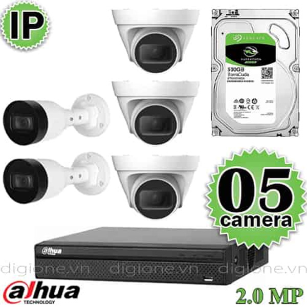 Bộ 5 Mắt Camera IP DAHUA 2.0mp