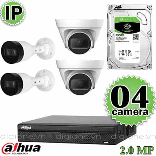 Bộ 4 Mắt Camera IP DAHUA 2.0mp