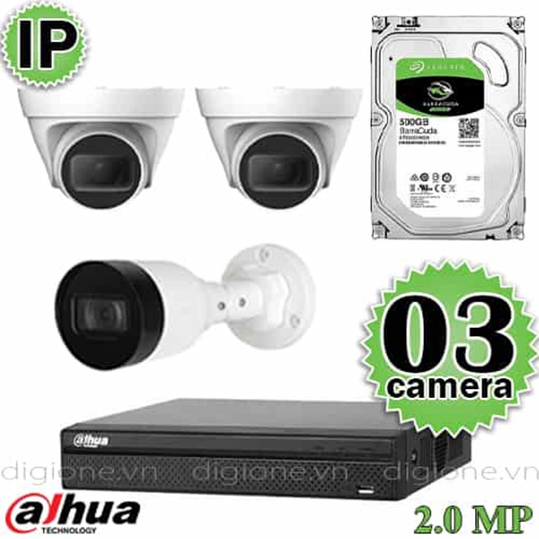 Bộ 3 Mắt Camera IP DAHUA 2.0mp
