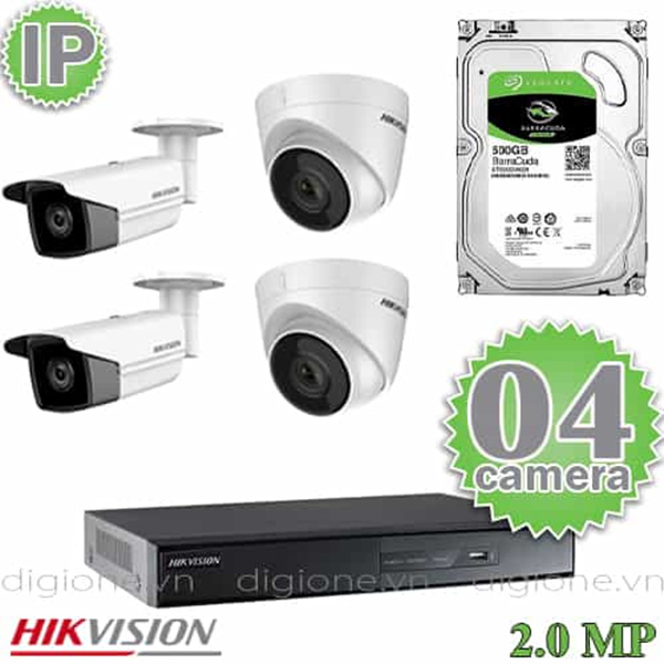Bộ 4 Mắt Camera IP HIKVISION 2.0mp