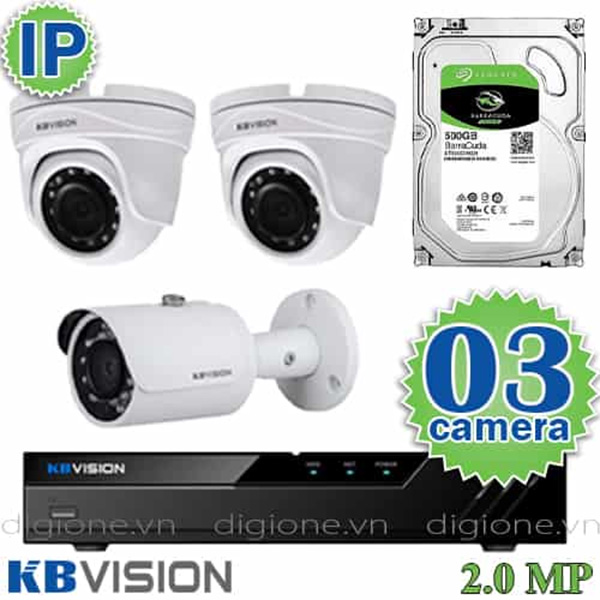 Bộ 3 Mắt Camera IP KBVISION 2.0mp