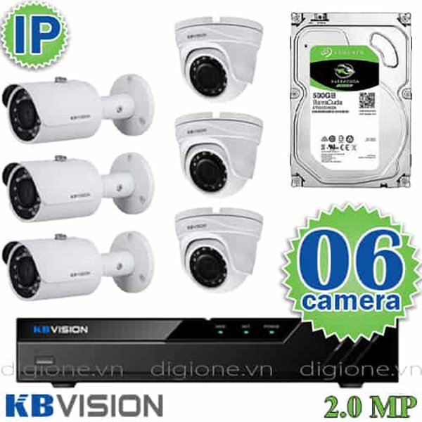 Bộ 6 Mắt Camera IP KBVISION 2.0mp