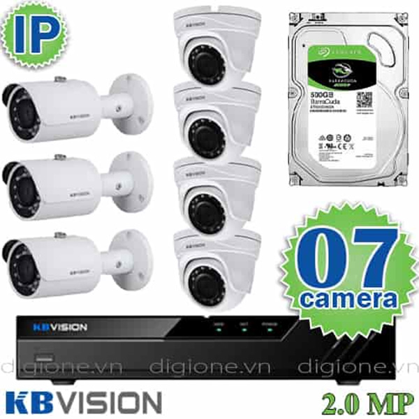 Bộ 7 Mắt Camera IP KBVISION 2.0mp