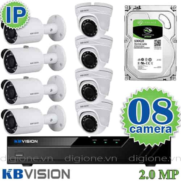 Bộ 8 Mắt Camera IP KBVISION 2.0mp