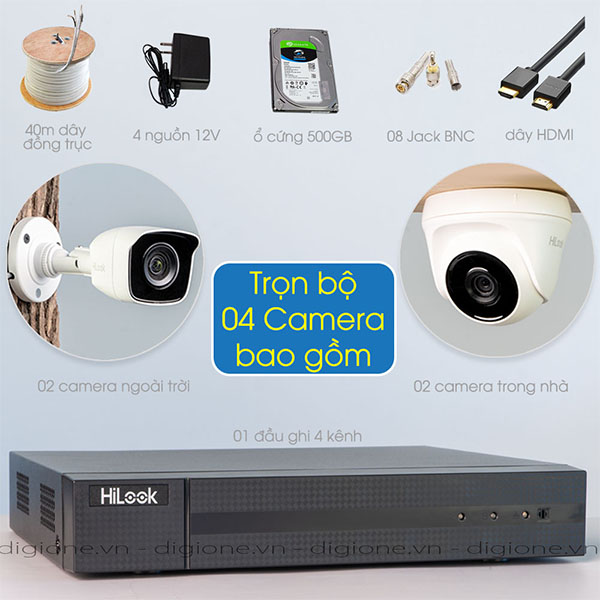 Bộ 4 Mắt Camera HILOOK 2.0mp