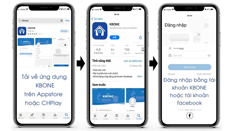 Cài đặt sử dụng ứng dụng Kbone vào điện thoại
