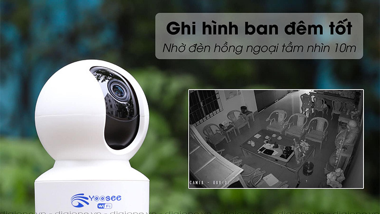 Hồng ngoại ban đêm lên đến 10m