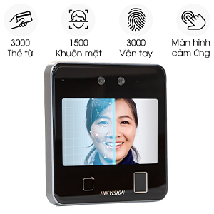 Máy chấm công nhận diện khuôn mặt, vân tay, thẻ Hikvision DS-K1T642MFW