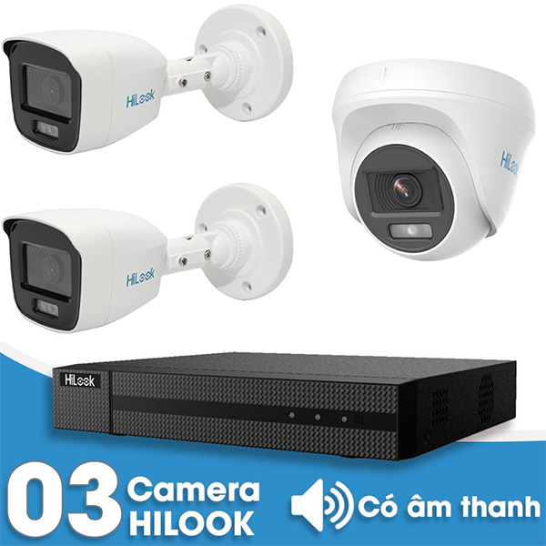 Bộ 3 Mắt Camera HILOOK 2.0mp - Thu Tiếng