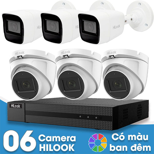 Bộ 6 Mắt Camera HILOOK 2.0mp - Có Màu Ban Đêm