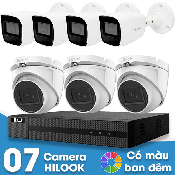 Bộ 7 Mắt Camera HILOOK 2.0mp - Có Màu Ban Đêm