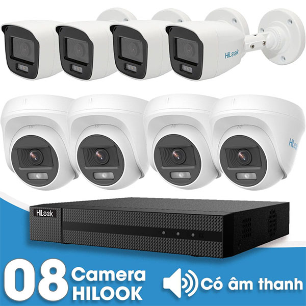 Bộ 8 Mắt Camera HILOOK 2.0mp - Thu Tiếng