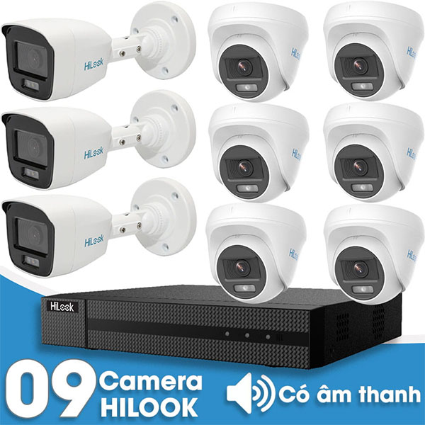 Bộ 9 Mắt Camera HILOOK 2.0mp - Thu Tiếng