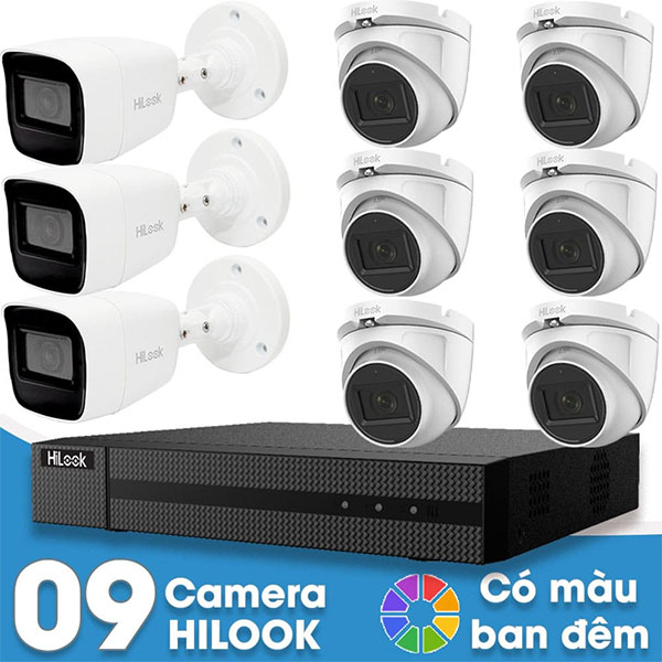 Bộ 9 Mắt Camera HILOOK 2.0mp - Có Màu Ban Đêm