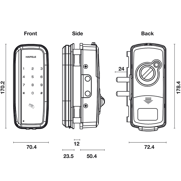 Khoá Cửa Điện Tử Hafele ER4400-TCR - Dùng Cho Cửa Kính