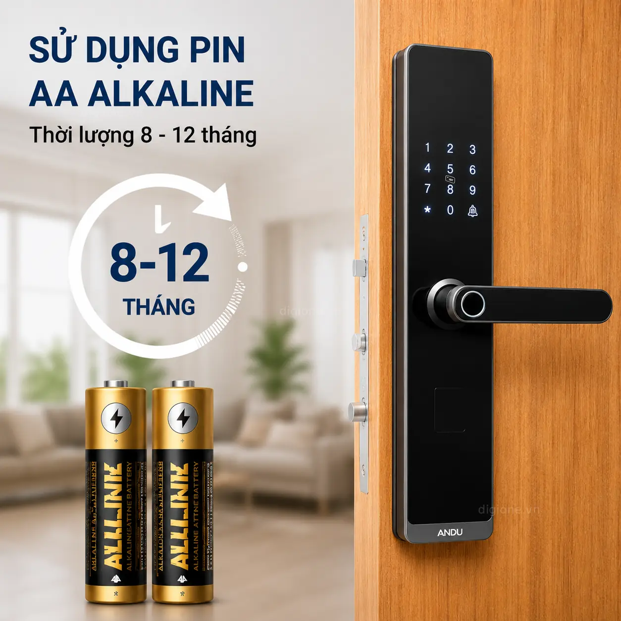 Khoá Vân Tay Điện Tử Andu A5 cho Cửa gỗ, cửa sắt