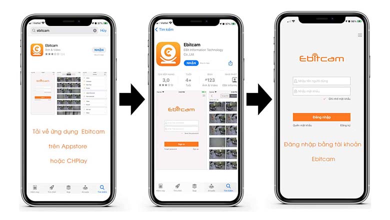 Dễ dàng điều khiển với ứng dụng Ebitcam 