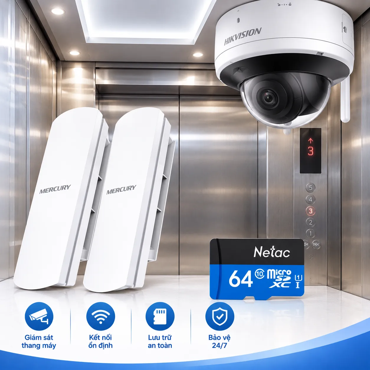 Combo Camera Thang Máy Hikvision 2.0MP - Có Âm Thanh