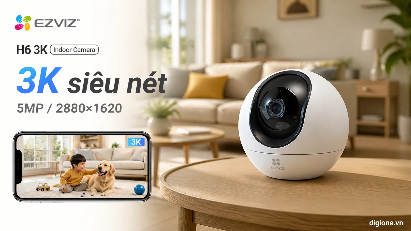Mua camera EZVIZ H6 3K 5MP flagship trong nh&agrave; ch&iacute;nh h&atilde;ng tại DigiOne