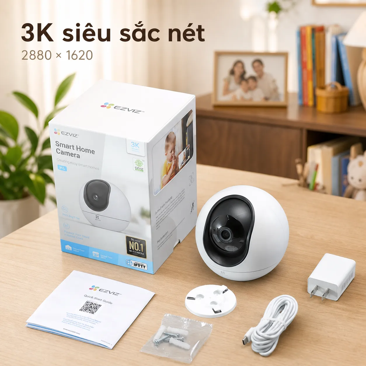 Camera EZVIZ H6 3K 5MP - AI nhận diện người, Có màu đêm