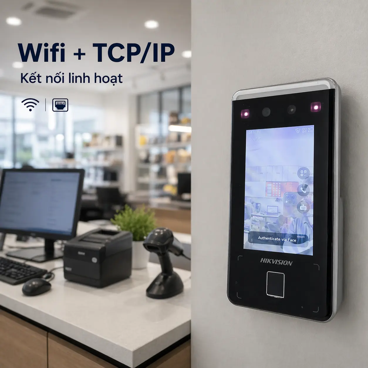 Máy Chấm Công Khuôn Mặt Hikvision DS-K1T341CMFW (Bản WiFi)