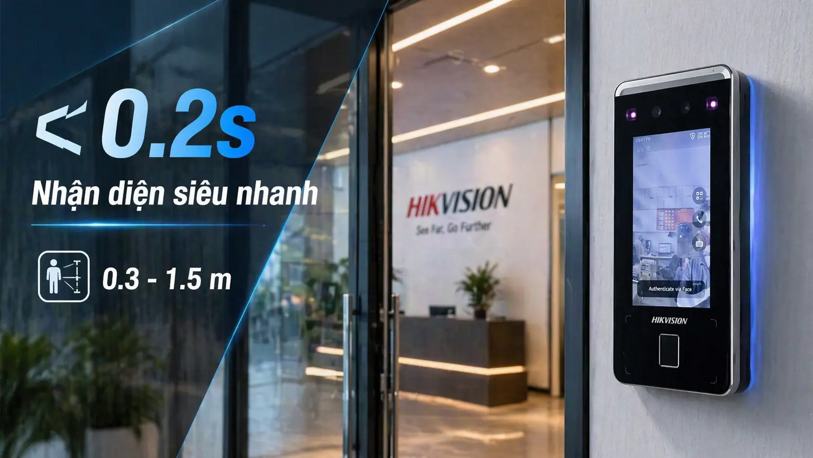 Hikvision DS-K1T341CMFW 4 phương thức x&aacute;c thực khu&ocirc;n mặt v&acirc;n tay thẻ PIN
