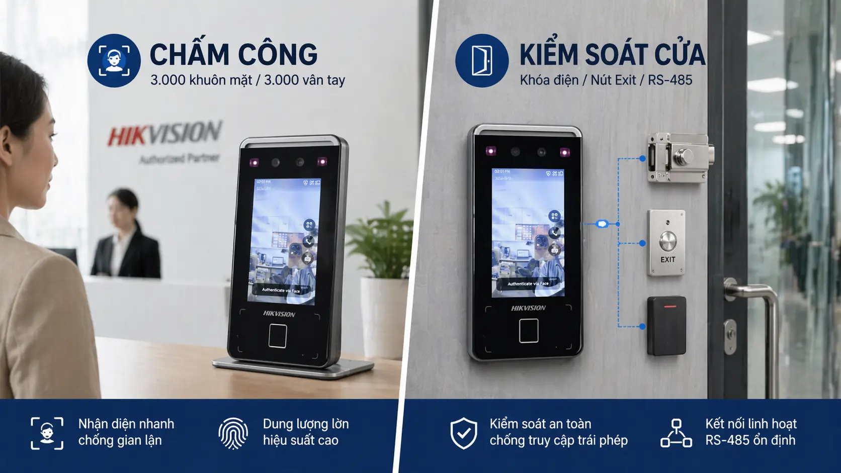 Hikvision DS-K1T341CMFW bản WiFi quản l&yacute; từ xa qua Hik-Connect