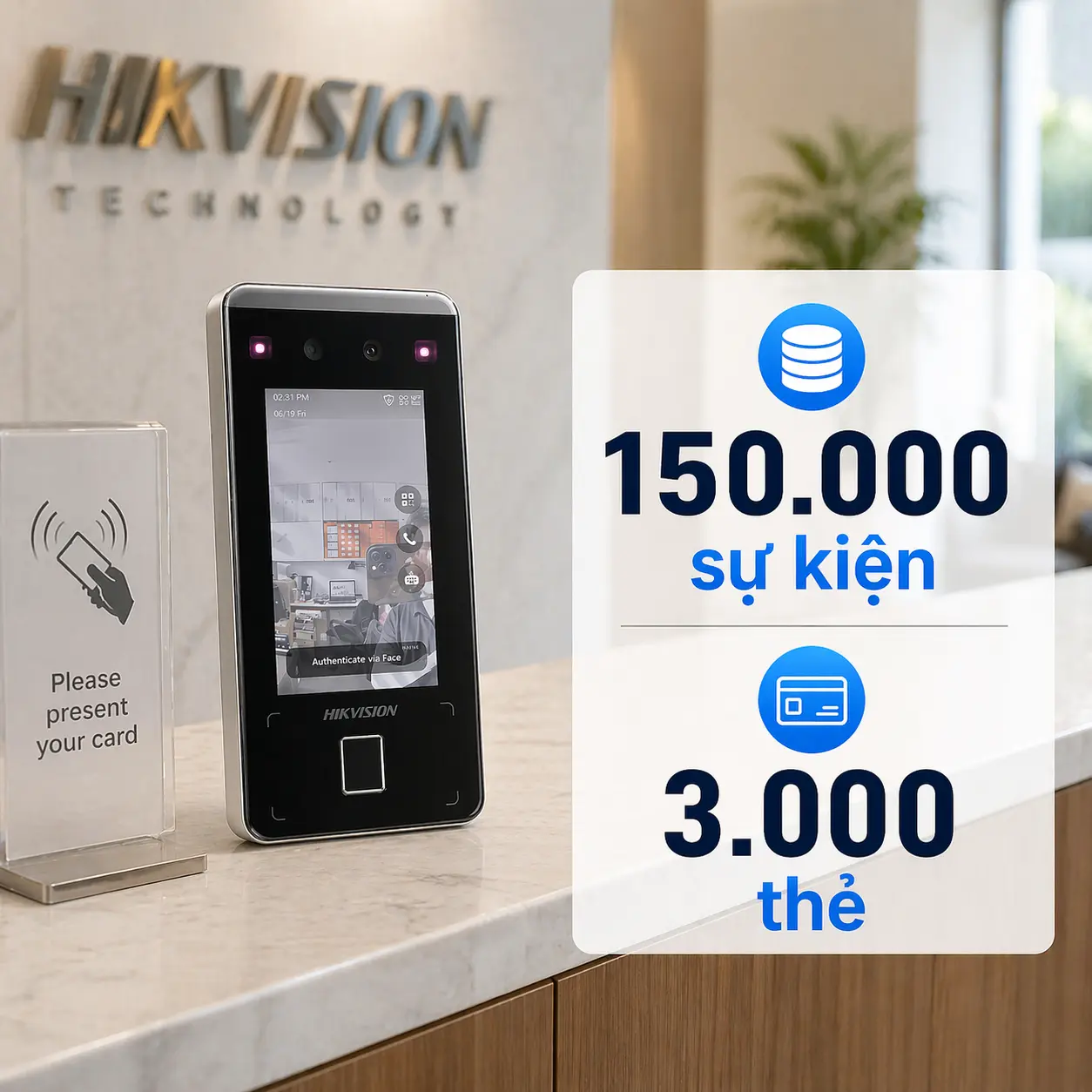 Máy Chấm Công Khuôn Mặt Hikvision DS-K1T341CMFW (Bản WiFi)