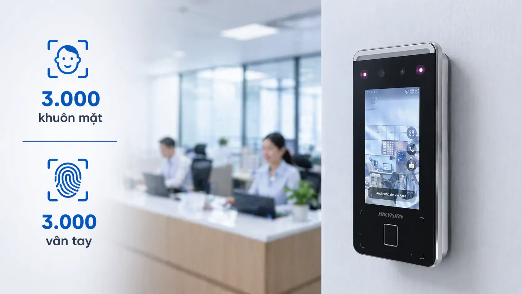 Hikvision DS-K1T341CMFW m&aacute;y chấm c&ocirc;ng khu&ocirc;n mặt cao cấp