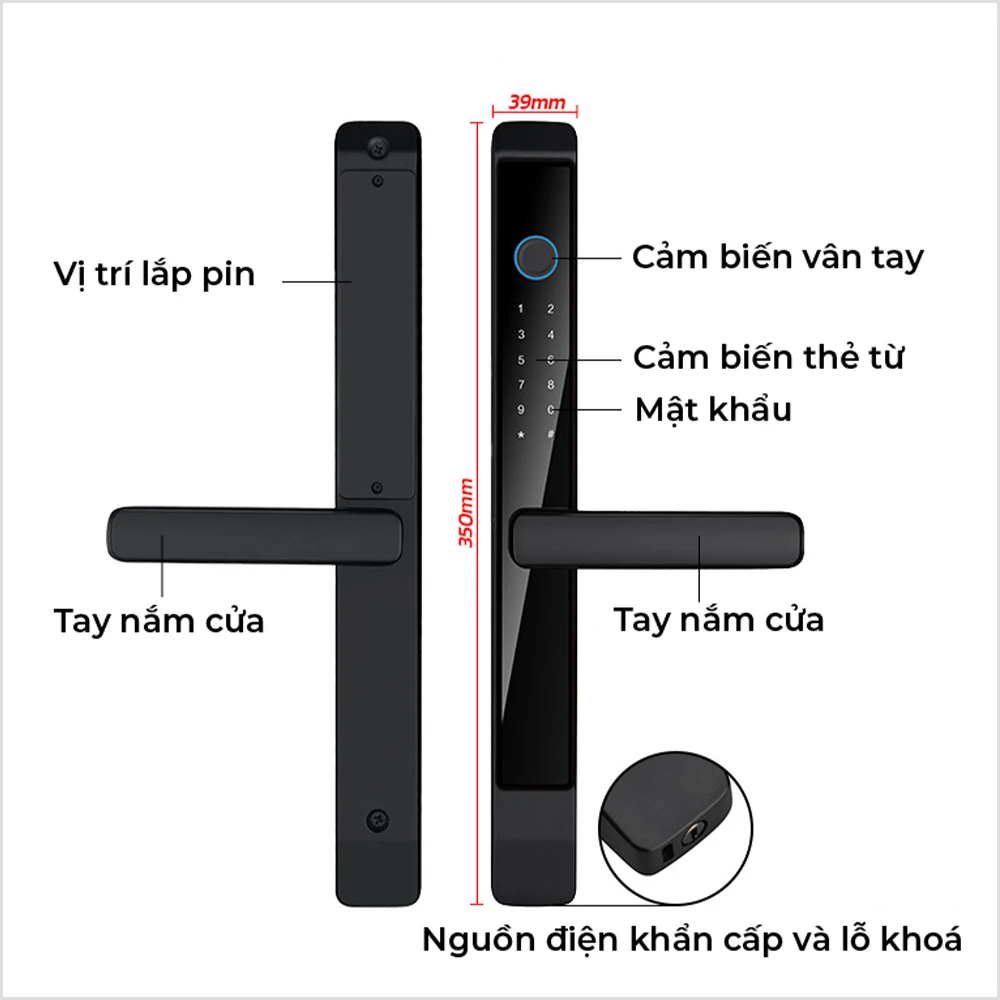 Khóa Vân Tay Cửa Nhôm DiVo KA12 - Lắp cho Cửa Đóng và Cửa Lùa (trượt)