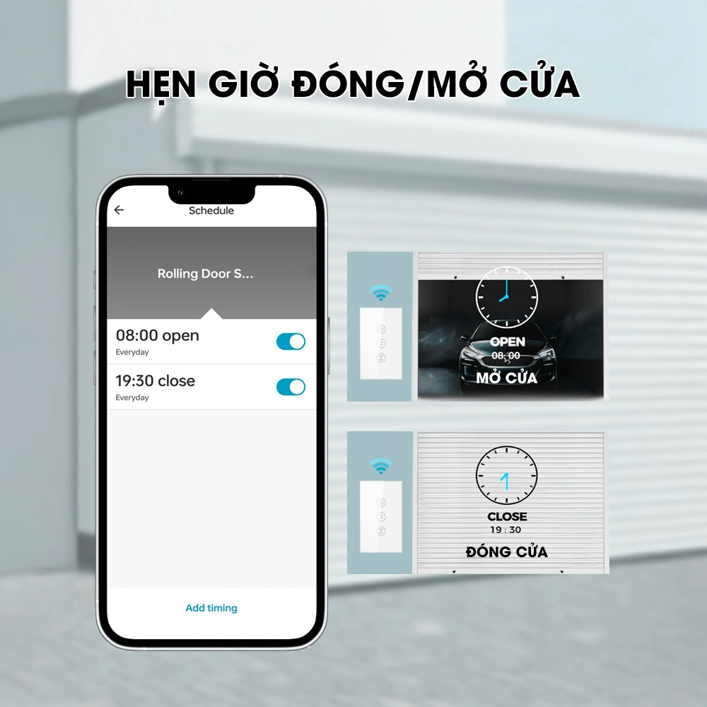 Điều Khiển Cửa Cuốn Từ Xa Tuya Smart Life T01 - Kết Nối Wifi, Mặt Kính