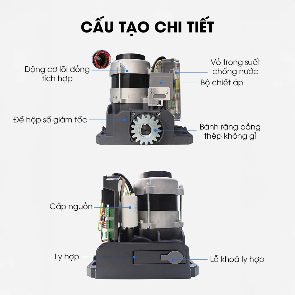 Motor Mở Cổng Lùa Tự Động PKM1500 Chính Hãng