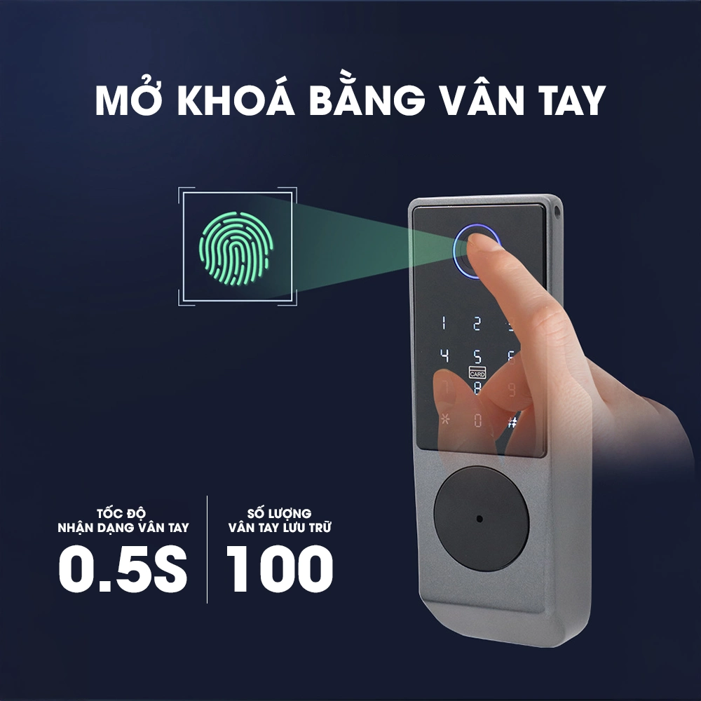 Khóa Cửa Cổng Sắt Vân Tay Giá Rẻ DiVo T21 - 2 Mặt Vân Tay